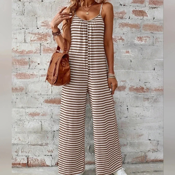 Summer Striped & Printed Casual Jumpsuit - Picture 1 of 3